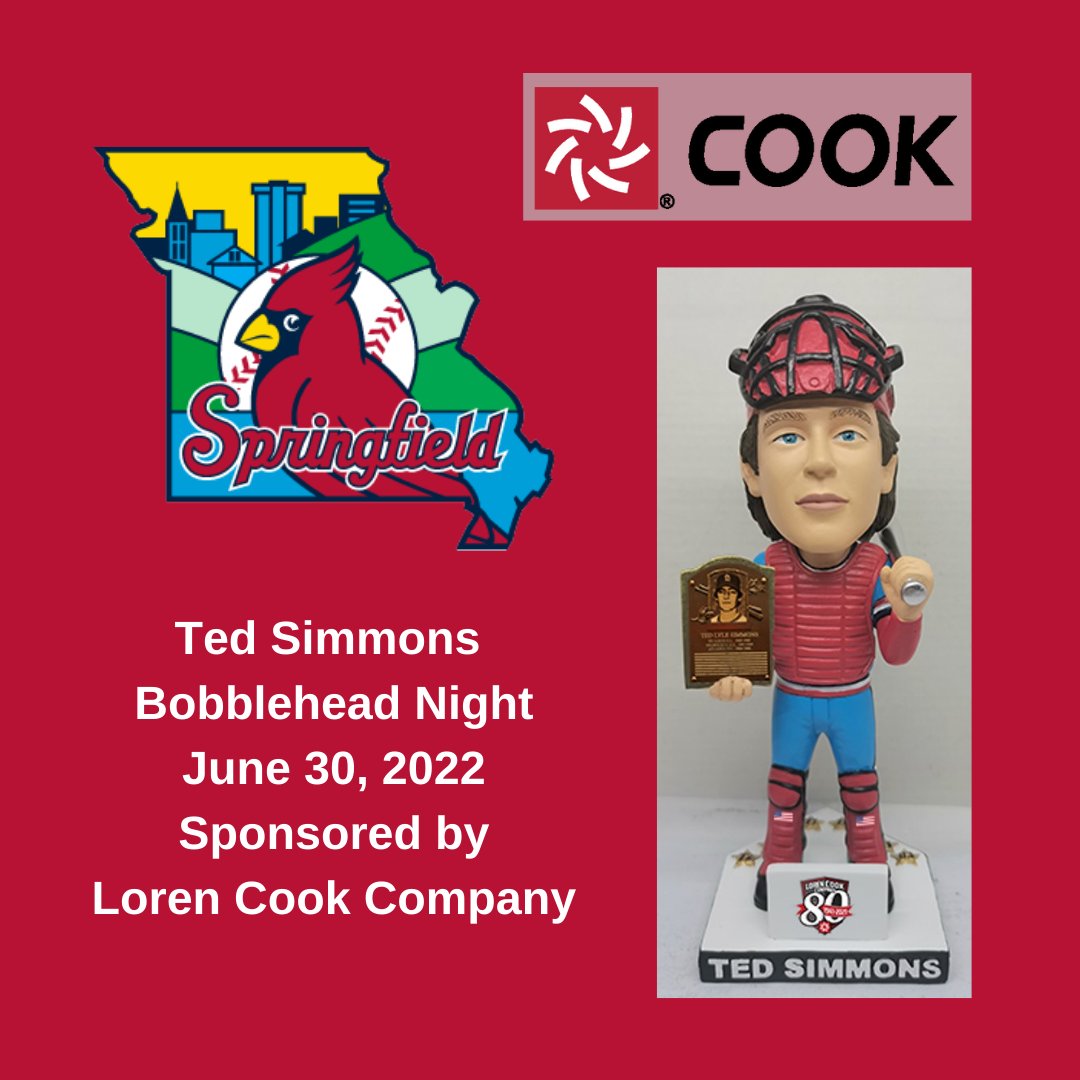 Don't miss out!  Ted Simmons Bobblehead Night at Hammons Field is tonight!  Cook is proud to sponsor this great memento and to partner with such a great organization as the Springfield Cardinals!  
#lorencookco #SGFCards #TedSimmons #bobblehead #hvac