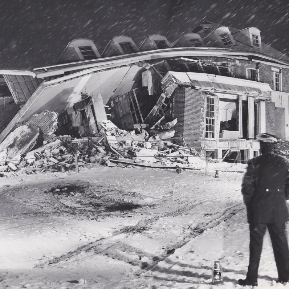 On Nov. 19, 1955 a gas explosion caused by a faulty water heater destroyed the five-year-old house with no serious injuries to any of the men inside. #TBT (Photo courtesy of Indianapolis Star)