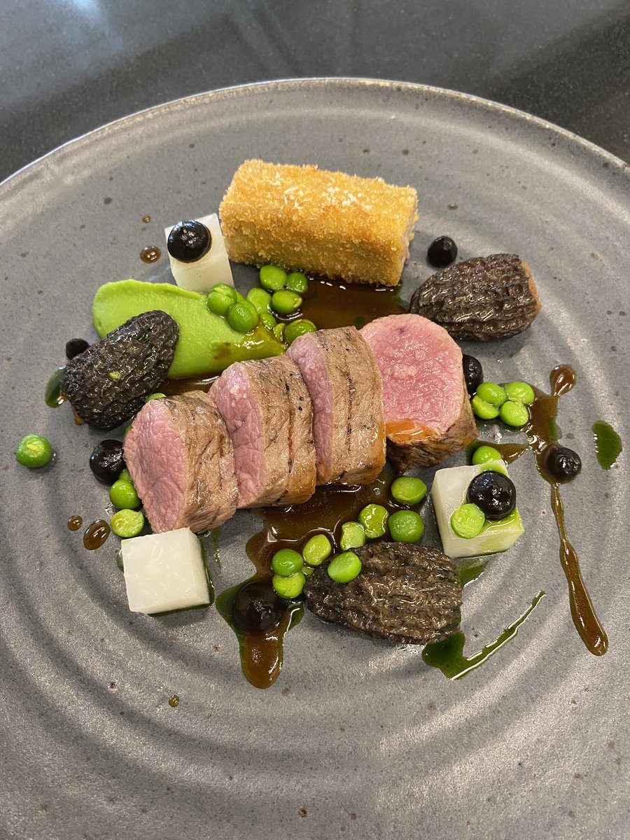 New season lamb is finally here @gowersaltmarshlamb bbq loin, crispy shoulder, peas, morels, black garlic, pickled turnip. @beachouseoxwich