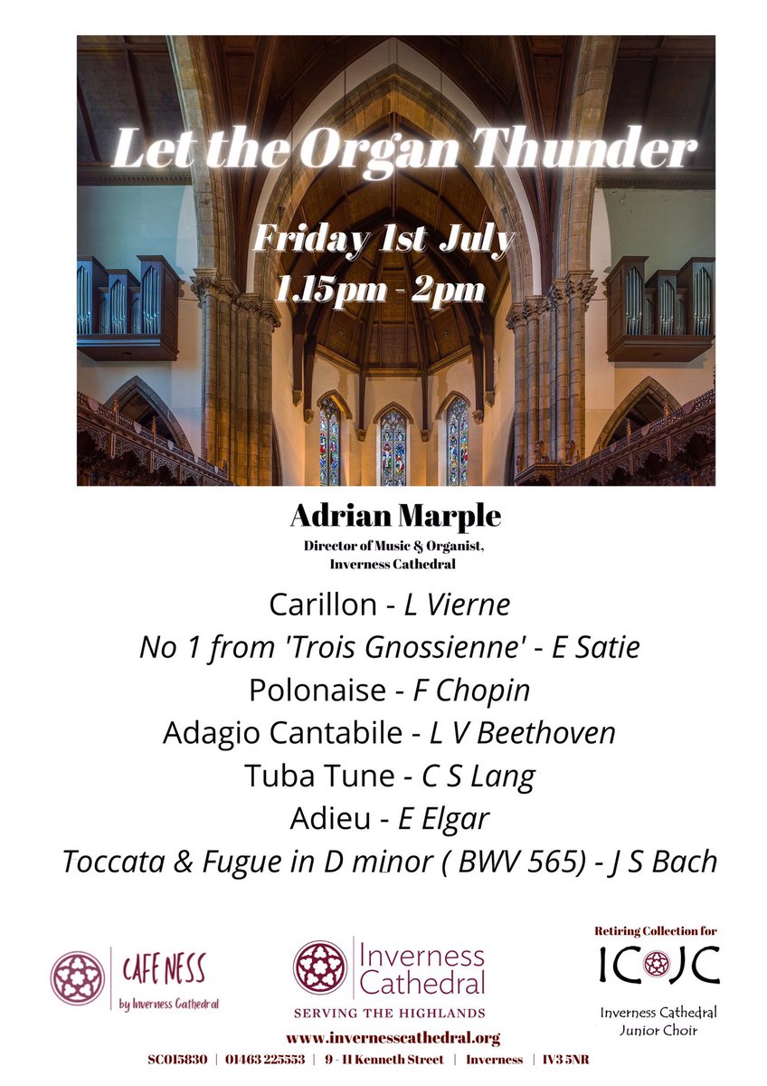 BSEWolf's tweet photo. LET THE ORGAN THUNDER!
Free Friday Lunchtimes during the summer months.
Bring your lunch and ENJOY! https://t.co/SyVKPhOpn6