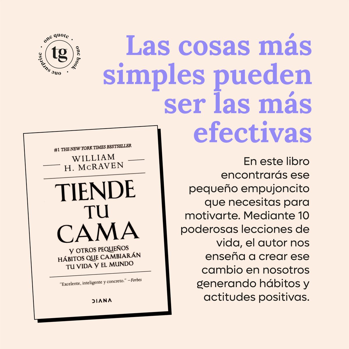 triggui_'s tweet photo. #OneBook | <Tiende tu cama> esta lleno de consejos prácticos y palabras de aliento basados en la experiencia del almirante William McRaven, que te ayudarán a superar desafíos, lidiar con dificultades y tomar decisiones difíciles.

#WilliamMcRaven #tiendetucama #triggui https://t.co/kdDTMH9SCf