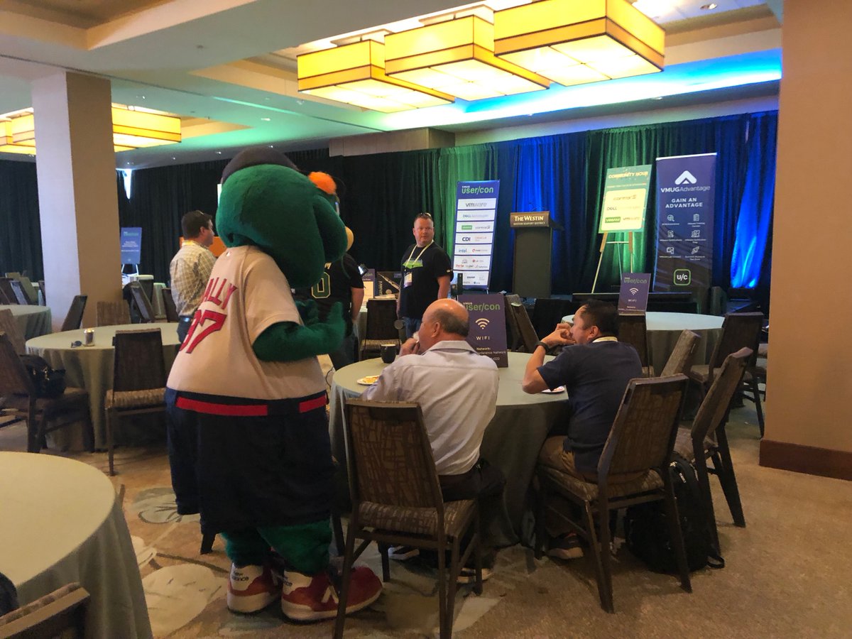 MyVMUG's tweet photo. We're so excited to welcome the @RedSox's own Wally the Green Monster! Thanks, Wally, for helping us with our prize giveaway this afternoon! #BOSVMUG https://t.co/tnqDDBsjFv