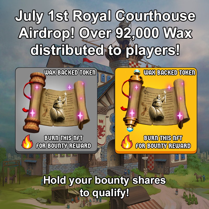 MetasourceGames's tweet photo. Drop complete! We just did a #reward of 92,000 #Wax tokens to our active players. Thanks to all of you who continue to make #Castles one of the best #NFT games on the #Blockchain! #MetasourceGames #NFTs #Metaverse #P2E #PlayToEarn @WAX_io https://t.co/gtnTTkFMx9