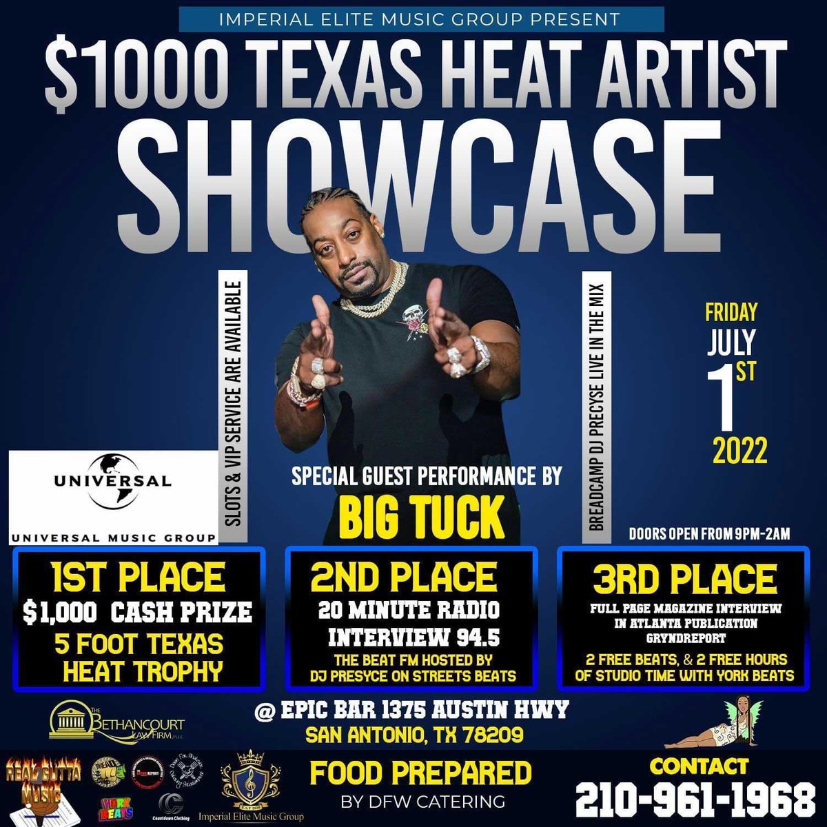 #SanAntonio the 💲1️⃣0️⃣0️⃣0️⃣ #Texas Heat Artist Showcase is Tomorrow 7/01 w/ #SouthSide the Realest own @thabigtuck214