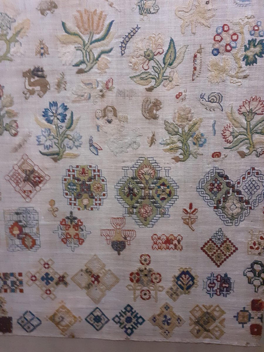 Day 30 #30DaysWild  wet day but saw some beautiful 1600s samplers at Montacute House with flowers on.