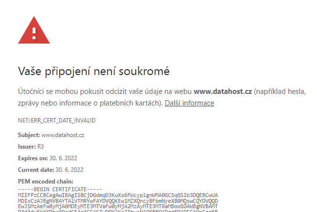 SSLmentor's tweet photo. Je blbý, když provozujete "Kvalitní hosting za rozumnou cenu!" a vyexpiruje vám Let's Encrypt certifikát.
#datahost https://t.co/lGxuXFApUO