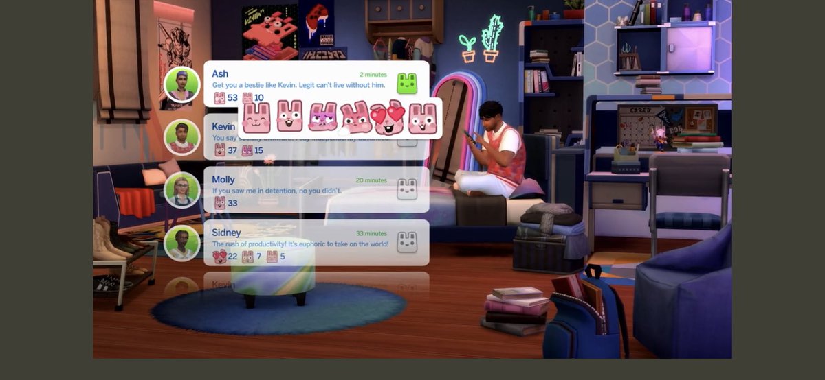 saraphineit's tweet photo. Ooh what are these? Are we getting actual texts and a real social media feed?? #TheSims4HighSchoolYears https://t.co/2K9YbZAenO