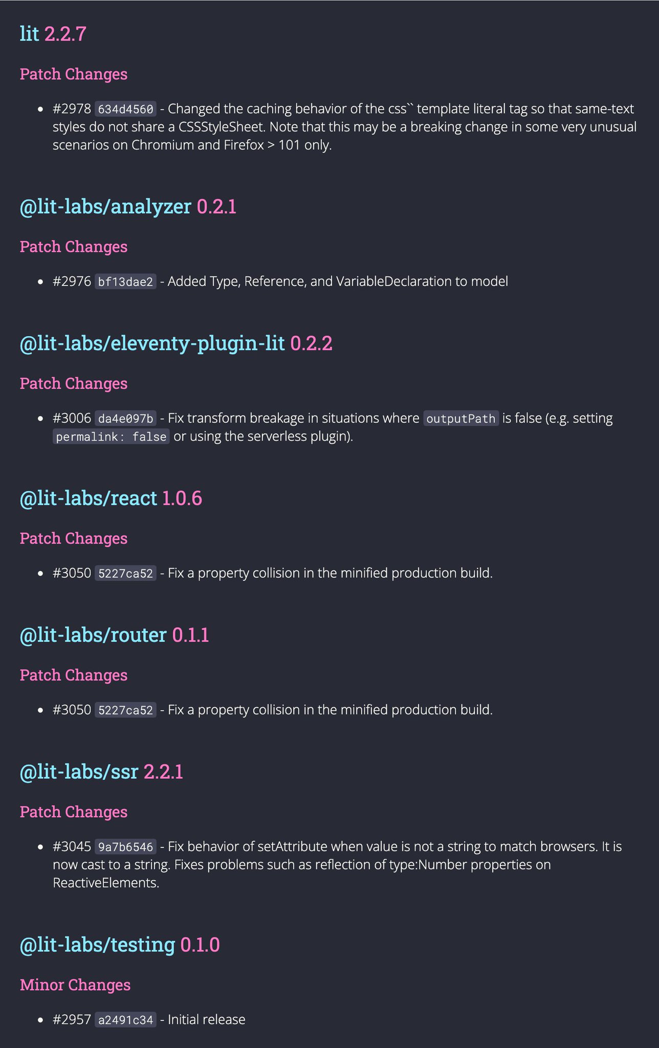 Lit on X: "🙌 We've released a new version of Lit, along with lit-labs/analyzer, lit-labs/eleventy-plugin-lit, lit-labs/react, lit-labs/router, lit-labs/ssr, and a brand new lit-labs/testing package! Changelog: https://t.co/aVPFRqXQZb https://t.co ... Lit on X: "🙌 We've released a new version of Lit, along with lit-labs/analyzer, lit-labs/eleventy-plugin-lit, lit-labs/react, lit-labs/router, lit-labs/ssr, and a brand new lit-labs/testing package! Changelog: https://t.co/aVPFRqXQZb https://t.co ...
