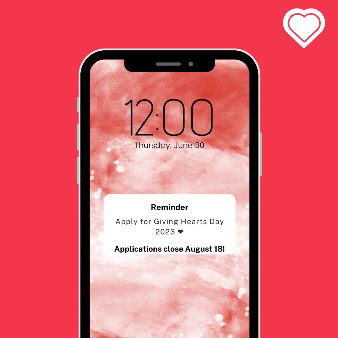 ✅ Let's check this one off the list before the holiday weekend 🏖
Apply today for Giving Hearts Day 2023! 
🔗ow.ly/AaHj50JIGv8
. 
#givingheartsday #helpsomeone
