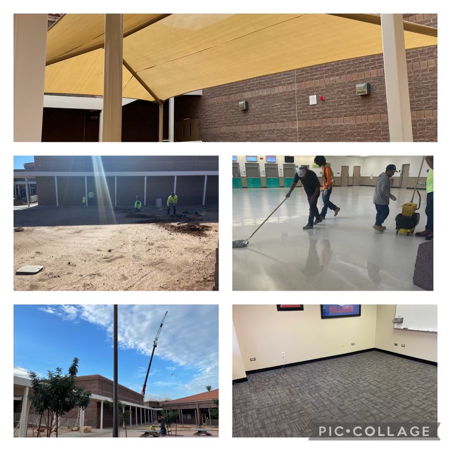 We are so excited to get new flooring, front safety doors fencing, and big shade structure by the cafeteria for the upcoming school year!