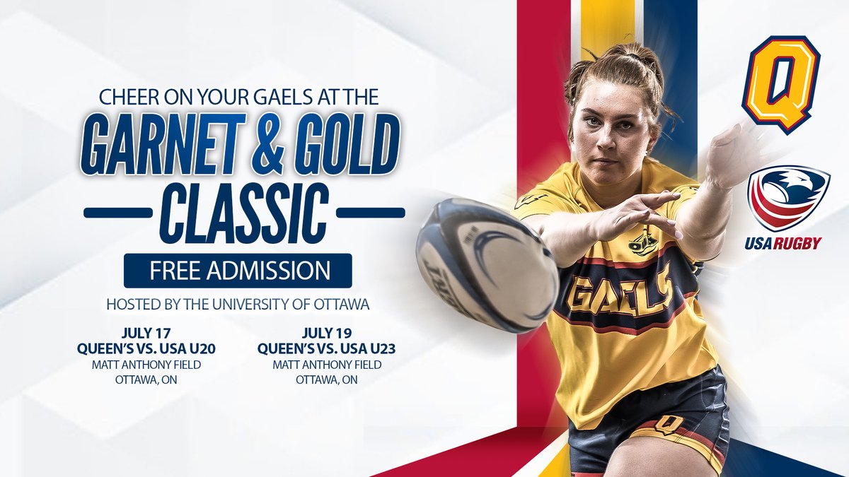 queensgaels's tweet image. Queen's Women's Rugby will face the @USARugby U20 and U23 national rugby teams in the Garnet and Gold Classic, hosted by @uOttawaGeeGees, on July 17 and 19!

Cheer on your Gaels in Ottawa! Admission free.

📰 ow.ly/7u2p50JLMOQ

#ChaGheill | #GoGaelsGo | #LeadTheWay