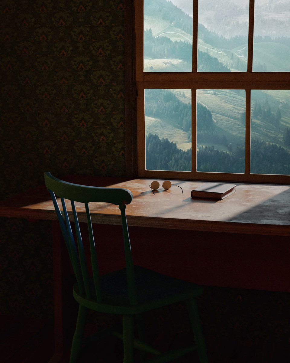 <a href="/Reuben_Wu/">Reuben Wu</a> <a href="/PasanenJenni/">Jenni Pasanen</a> I’ve been meditating on my own mortality and this 3D render is depicting an old hermit’s last evening read. This is the morning. He has passed away. Focusing on death from a positive way. So the epiphany was story telling and conceptual work. Been a landscape artist before.