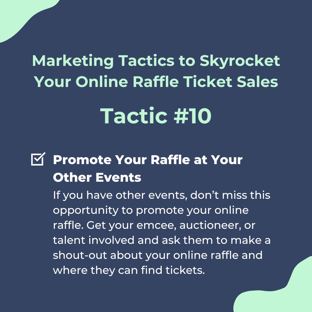 Here's a sneak peek inside our raffle marketing checklist! For more actionable tactics to skyrocket your online raffle ticket sales download the guide today!

bit.ly/3ANWUWO