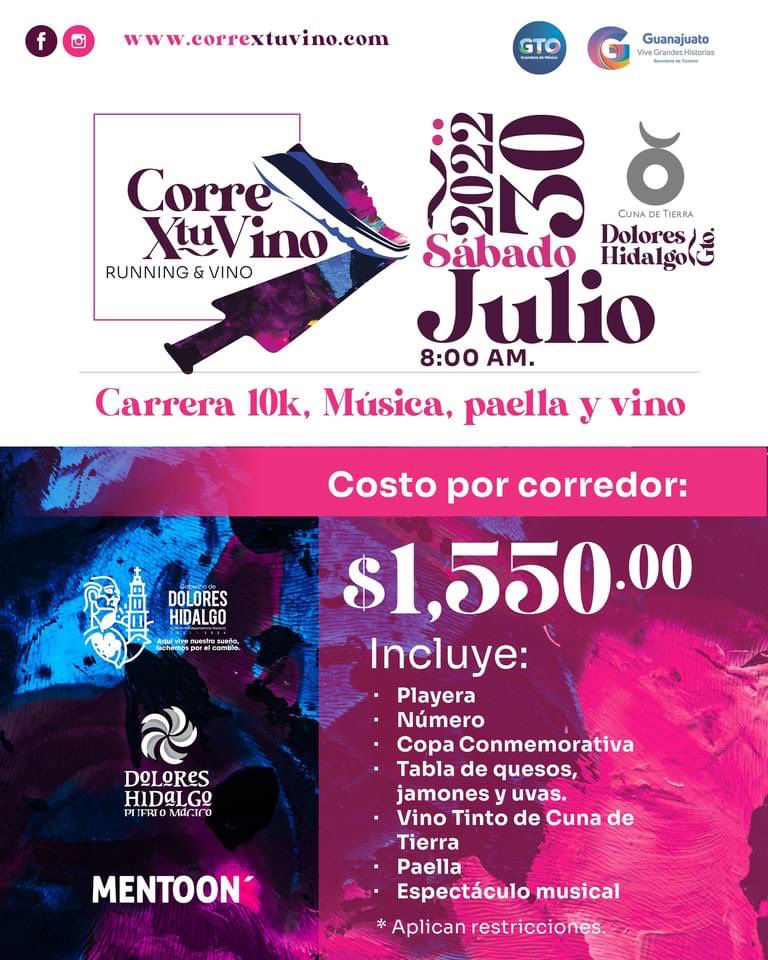 GtoTravelMX's tweet photo. Por 1era vez en el estado de #Guanajuato se llevará a cabo un evento que combina el atletismo con la industria vinícola, se trata de la carrera #CorreXtuVino, se realizará el 30 de julio en el viñedo Cuna de Tierra en el municipio de #DoloresHidalgo. https://t.co/LitlCZcjJM