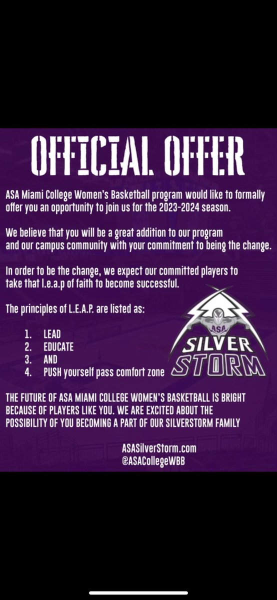 TY to Coach Bianca and @asacollegewbb for offering me the opportunity to play college ball. I’ve worked hard for this and I’m ready for it.