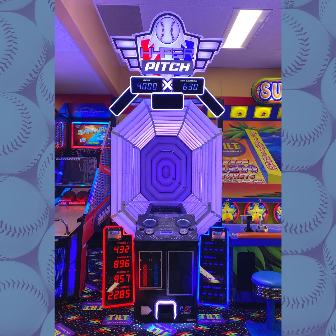Tilted10US's tweet photo. ⚾ HYPERpitch ⚾ is a baseball-style pitching game where each player gets 3 attempts to pitch the ball at the bullseye in a contest of speed vs accuracy. 
#hyperpitch #baseball #arcadegame #arcade #baseballgame #rockfordil #rockford #tilted10 #tiltstudio #cherryvalemall https://t.co/CvwKf69W9B