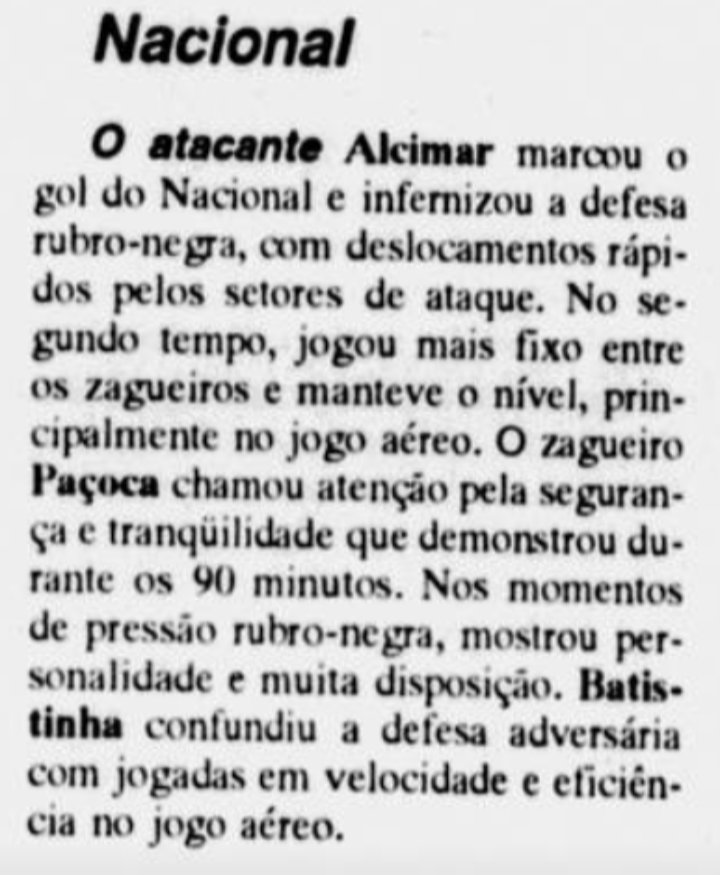 TuneldoTempoNFC's tweet photo. 🦁 Escalação e relato do Jornal dos Sports sobre o amistoso do Nacional contra o Flamengo no Vivaldão: placar 1x1 (1994)
📸 #JornaldosSports
#Naça #Nacional #NacionalFC #NFCCRF #Flamengo #LeaoxUrubu #Amistoso #Vivaldao #Alcimar https://t.co/3kwDh0VztD