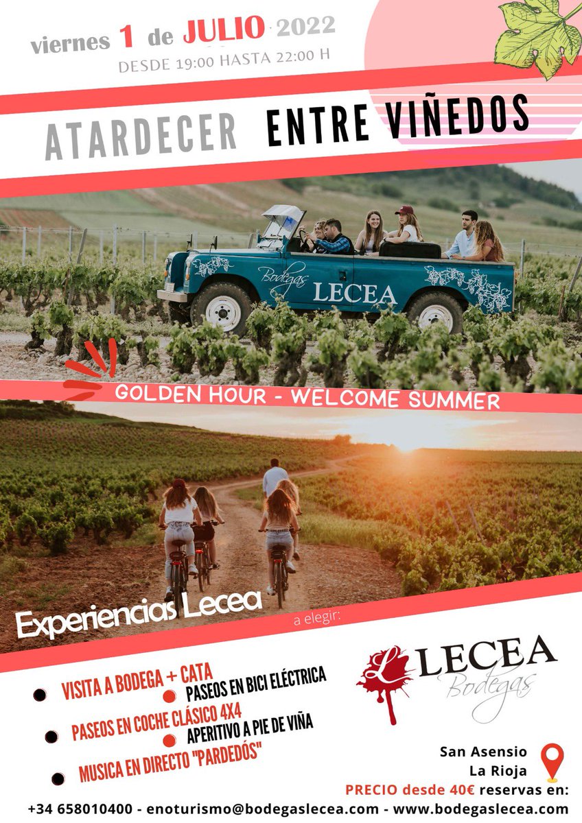 Nos vemos mañana en nuestro atardecer entre viñedos en #BodegasLecea