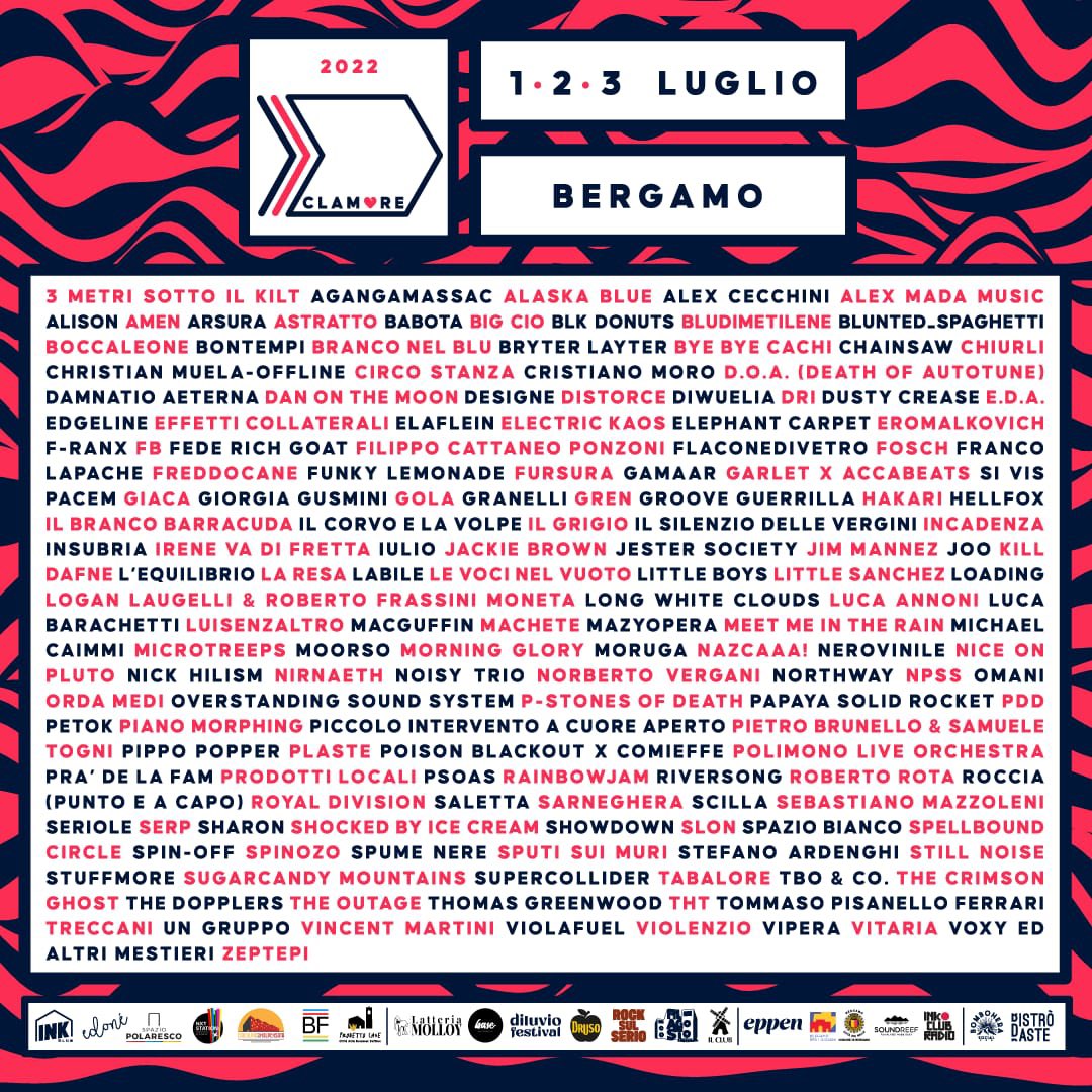 giorgio_gori's tweet photo. 3 giorni (domani, sab, dom), 7 locali di #Bergamo,
164 band bergamasche e bresciane.
Questo è #CLAMORE FESTIVAL, quest’anno più grande e clamoroso che mai.
Perché #Bergamo ama la musica e ama anche le band.
Vi aspettiamo! https://t.co/wSazKHgfR3