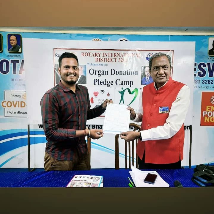 rotaract3262's tweet photo. The purpose of life is not to be happy - but to matter, to be productive, to be useful, to have it make some difference that you have lived at all.

With this thought 4 Rotaractors from Utkal pledged for Organ donation in the recently concluded organ donation pledge camp. https://t.co/vX6TVe6JxW