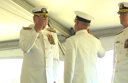 MikeGooding1959's tweet photo. Rear Admiral Charles "Chip" Rock, left, is relieved by Rear Admiral Christopher "Scotty" Gray as Commander, @USNavy Region Mid-Atlantic. @13NewsNow https://t.co/mcqnuW0sb3