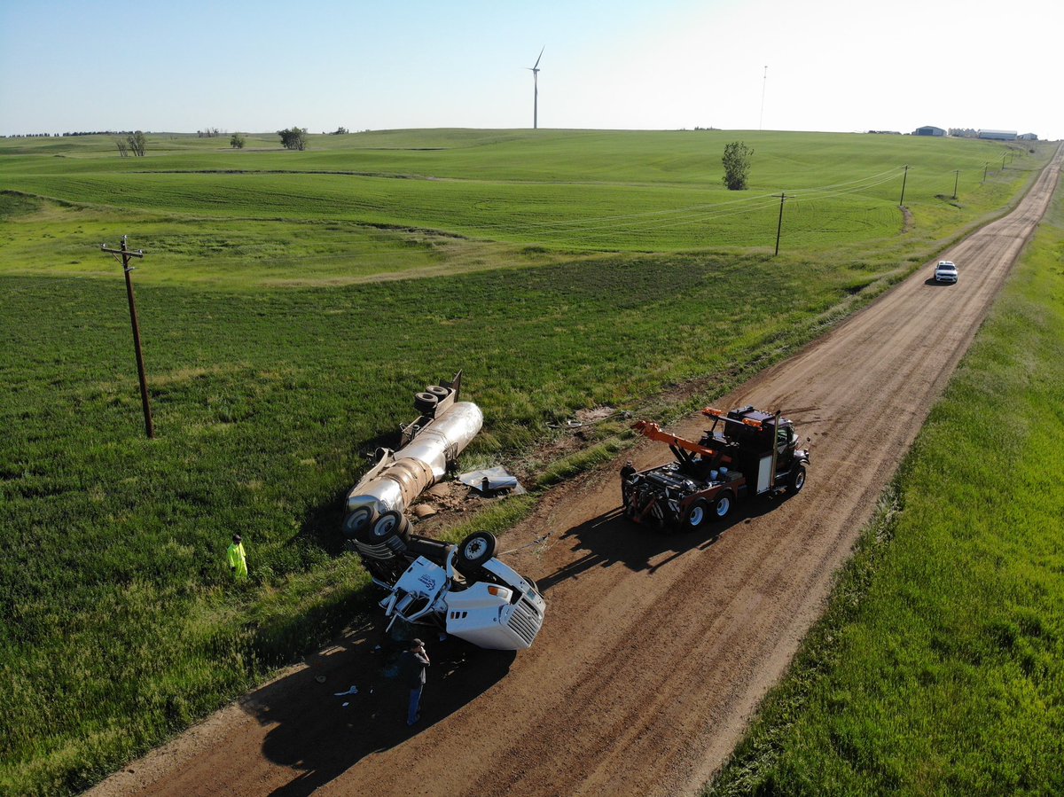 Not the call you want to get.  Pinned upside down for 35min. Can’t thank our small town ND fireman enough for a safe and speedy recovery!   Everyone buckle up no matter how far.  Only  1 mile from the shop and the seat belt saved his life!    #spray22