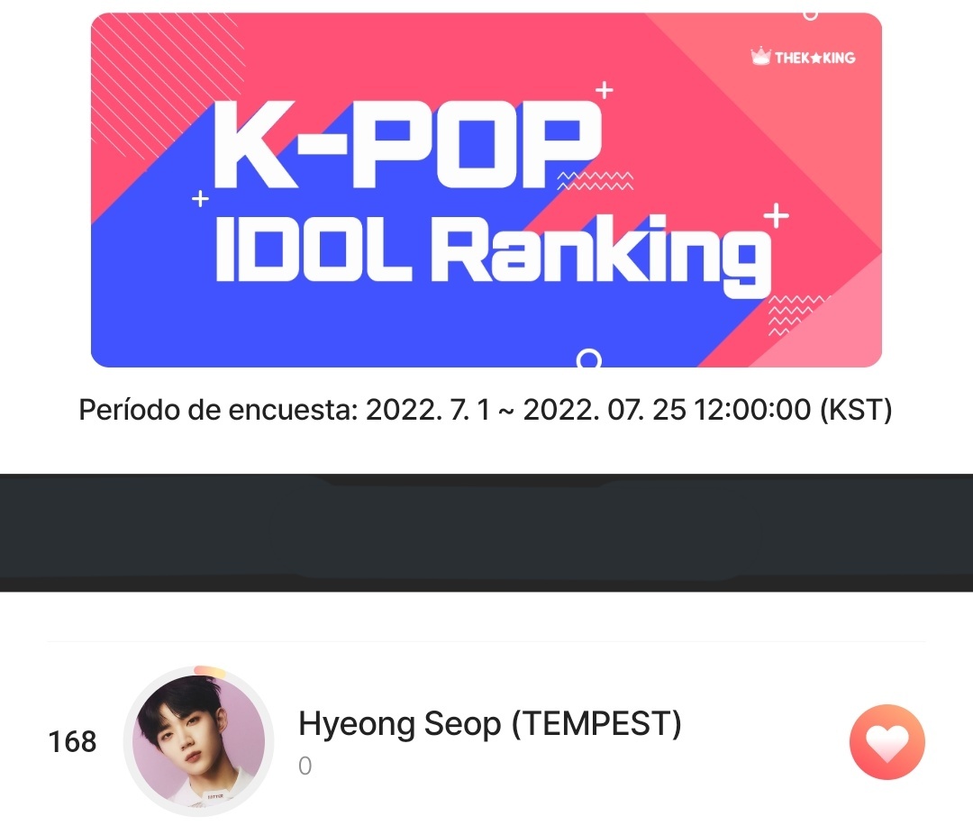 TPSTLATAM's tweet image. VOTACIÓN THEK★KING
K-POP IDOL RANKING

Ha empezado una nueva votación en Thekking, la cual queremos ganar para celebrar el cumpleaños de Hyeongseop.
iE demosle un bonito regalo a Seop

• PREMIO
➡️ Anunció en Times Square, NY

#TEMPEST #TPST #템페스트 
@TPST__official @TPST_twt