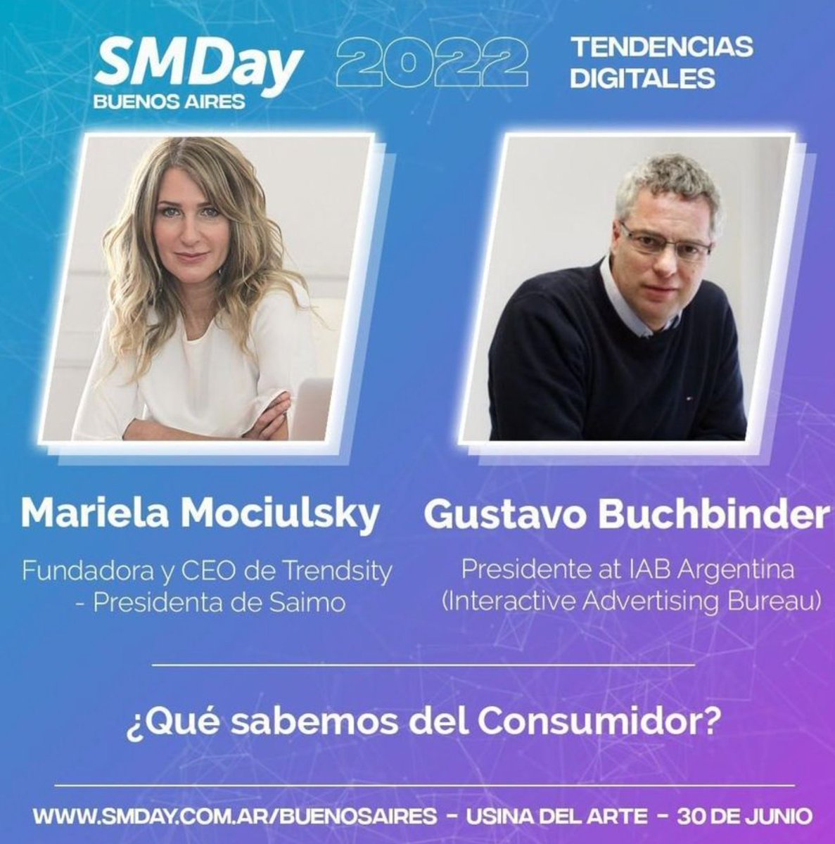 IAB_Argentina's tweet photo. ¨¿Qué sabemos del consumidor?¨ es el título de la charla que tendrán hoy a las 16.50hs @mariemociulsky, CEO de @TrendsityLatam y @gustavobuch, Presidente de IAB Argentina en el @smdayARG #SMDay #smdayBA
Inscribite ahora 👉 https://t.co/3c3noWlB4q https://t.co/5RI8i0qzWp