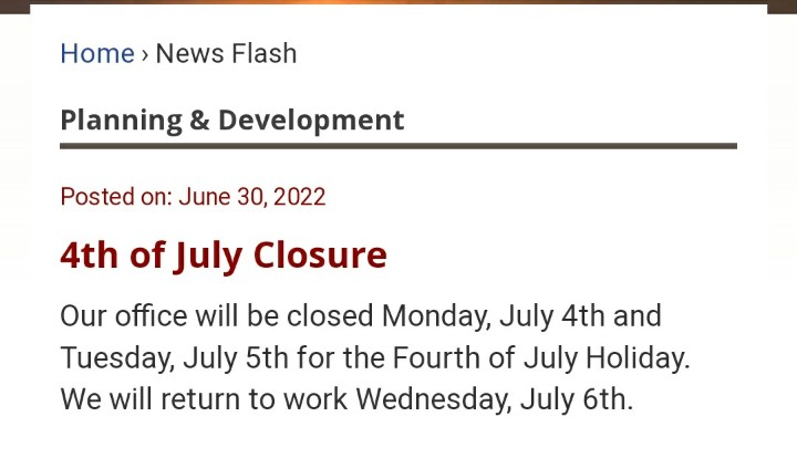OnslowHBA's tweet photo. Onslow County Planning and Development will be closed JULY 4 and JULY 5 for the Independence Day Holiday. https://t.co/A6fXfds2dX