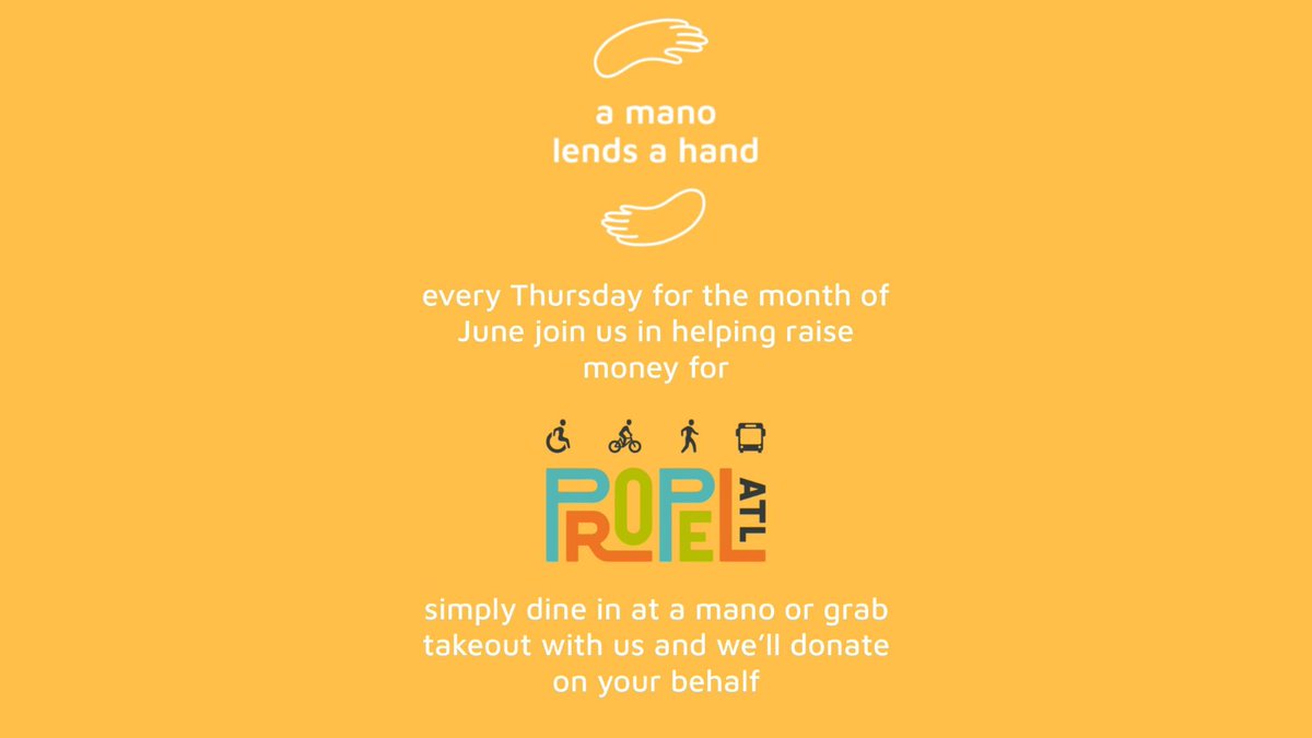 letspropelatl's tweet photo. Today is the last day of our partnership with a mano! 5% of their sales today are being donated to Propel ATL. Head to a mano for a delicious way to support sustainable transportation for all at no extra cost to you. #atlanta #atl #propelatl https://t.co/PFKdl8kdve https://t.co/drOyZpPG4m