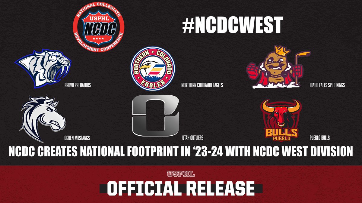 📰📰📰 BREAKING NEWS 📰📰📰 

The National Collegiate Development Conference, the USPHL's Tuition-Free Tier II league, is welcoming six new members for the 2023-24 season. 

All are current members of the #USPHLPremier. 

#NCDCWest

bit.ly/NCDCWest