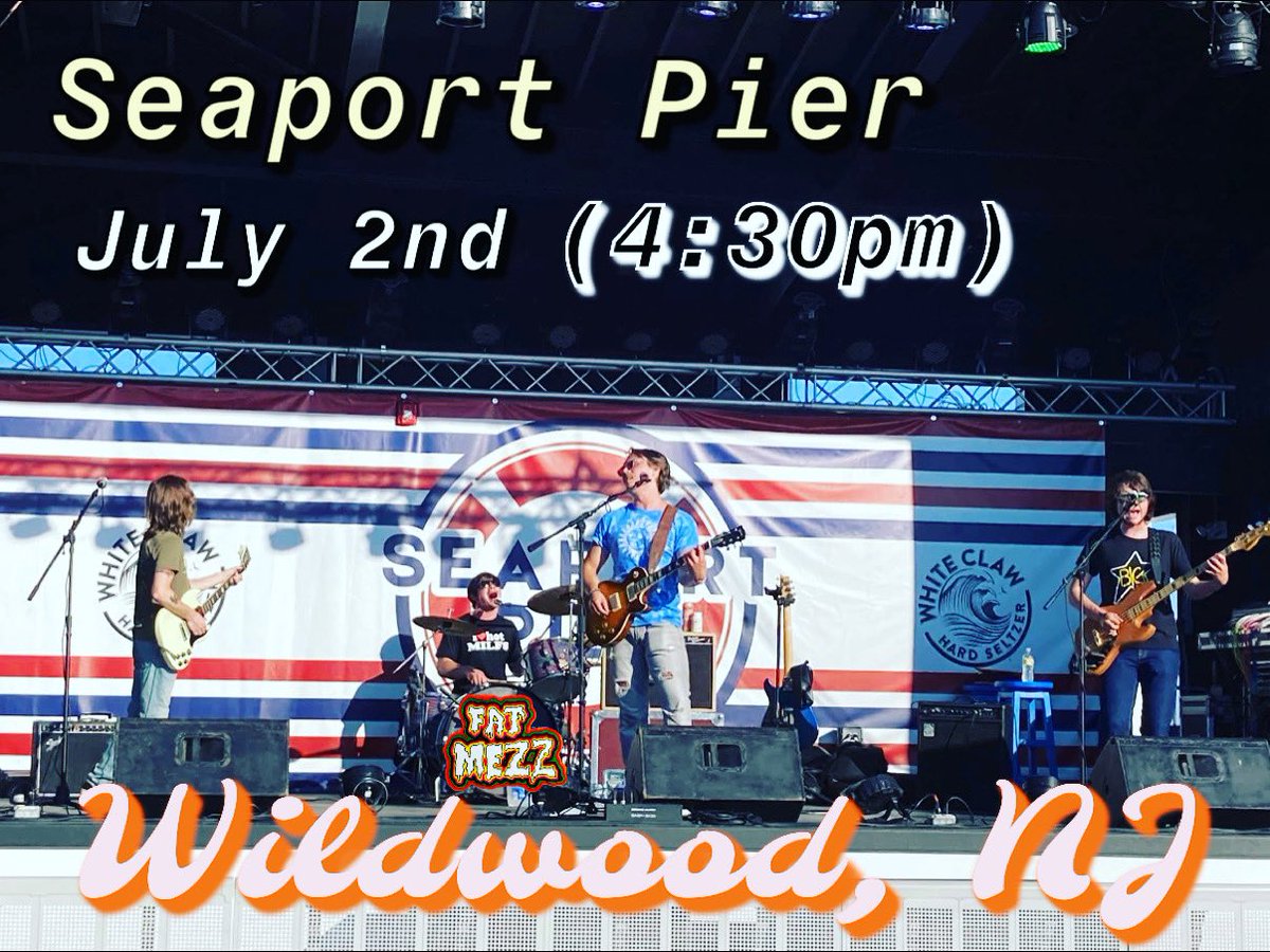 MezzFat's tweet photo. 🔥 This Saturday come catch us at Seaport Pier from 4:30 till 7:30 🔥
Gonna be a great show followed by Michael LeCompt 🤘
Can’t wait!!
#FatMezz #LeCompt #Wildwood https://t.co/gNhCSVXdKl