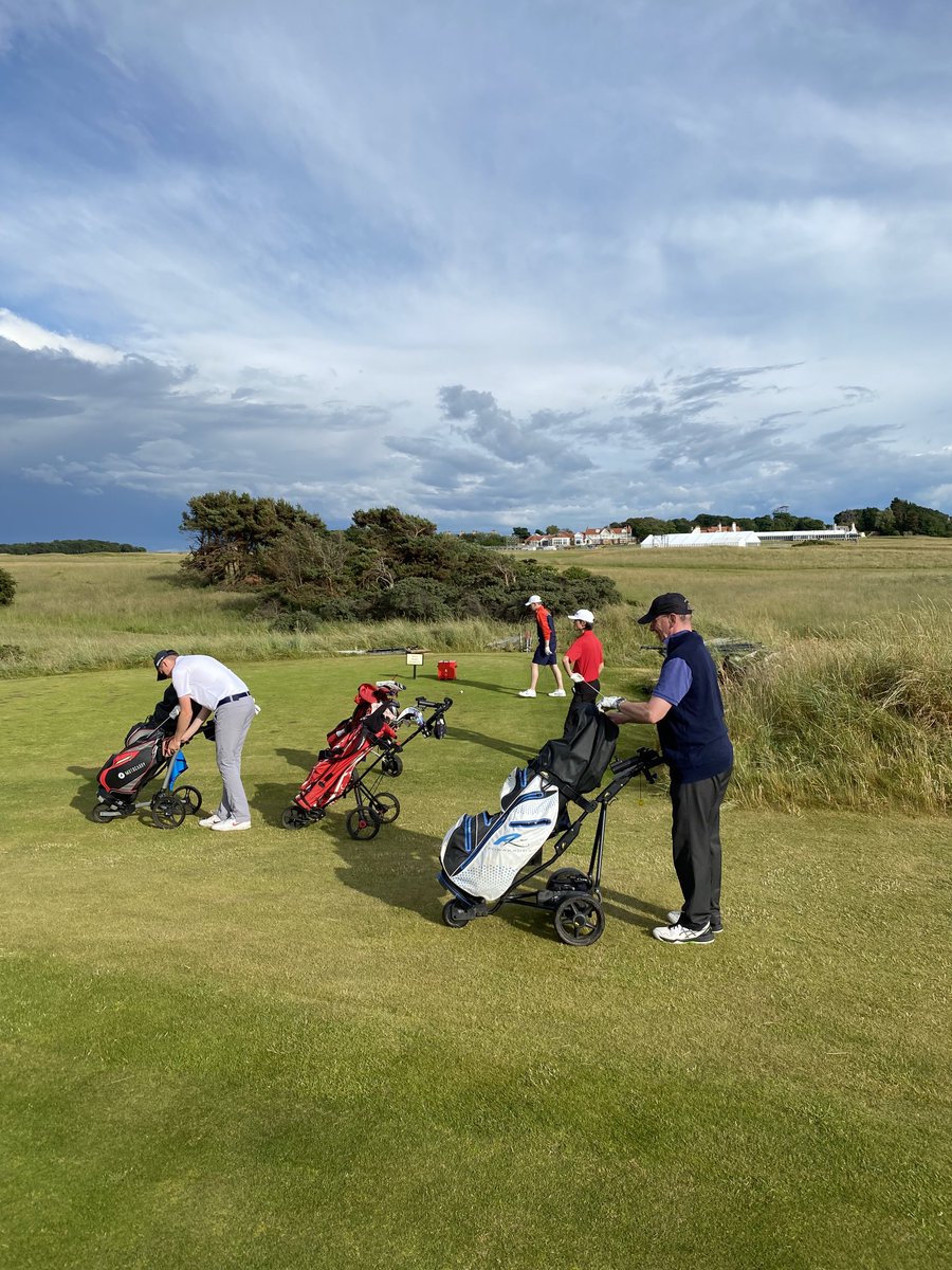DJRussellgolf's tweet photo. First practice round for the Watson Cup next week at Murfield Edinburgh and Lothian Juniors versus South Carolina #captainrussell https://t.co/P8WDrSaM4i