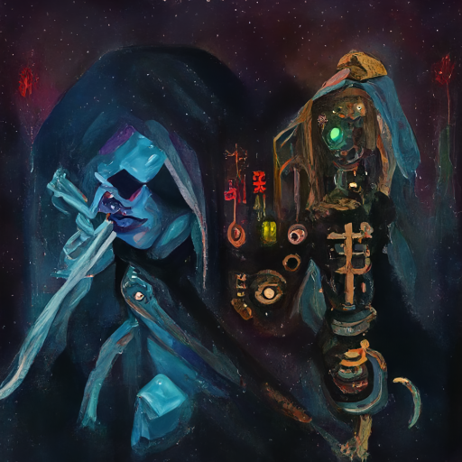 ElevatedNine's tweet photo. A combo of #latentdiffusion and my #kidlitdiffusion models this time.
#finetune #ai #diffusionmodels
#AIart #discodiffusion #generativeart #psychedelic #surreal #digitalart #fantasy #fantasyart #necromancer https://t.co/VrLXMm8usu