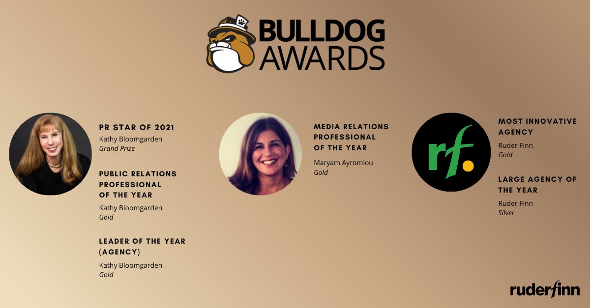 RuderFinn's tweet photo. 🏆 We’re honored to bring home six awards from the 2022 @BulldogReporter PR Awards! 🏆 Read more here: https://t.co/gtODQmPaot https://t.co/X9jGGjEtQB