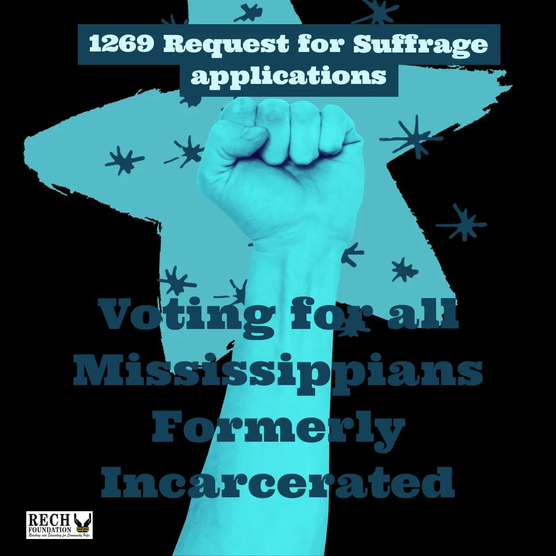rechfoundation's tweet photo. MS Legislators, Governor,1269 Request for Suffrage #VotingRights Restoration forms secured by team #RECH not all are part of the US Constitution until WE are all included. #votingforall #Voting #democracy #suffrage #vote #Q4D #voterrestoration #FICPFM #endfelonydisenfranchisement https://t.co/948VyL6nCR