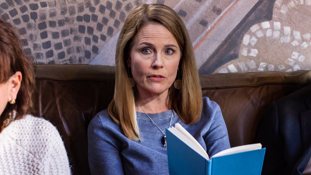 TheOnion's tweet photo. Amy Coney Barrett Worried Rest Of Feminist Book Club Mad At Her https://t.co/9Ijtn3u6Hz https://t.co/D53cYDxQF5