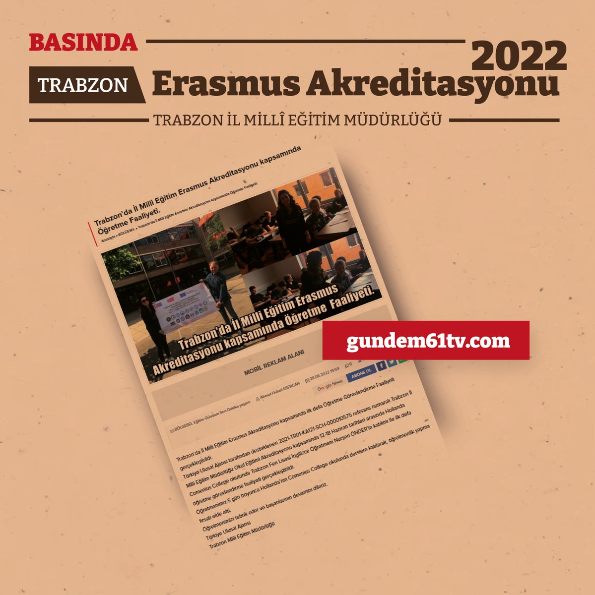 Basında Trabzon Erasmus🖋📰
<a href="/ulusalajans/">Türkiye Ulusal Ajansı 🇹🇷 Turkish NA</a> 
<a href="/Trabzon_MEM/">Trabzon İl Millî Eğitim Müdürlüğü</a>
