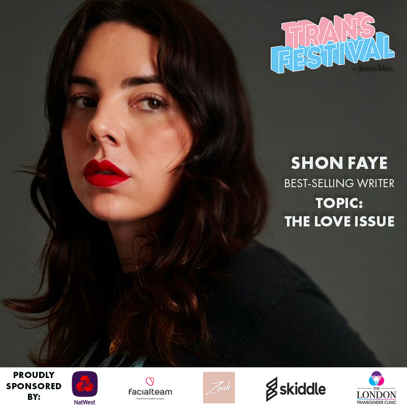 jeccablac's tweet photo. #ShonFaye will be joining us to talk not about trans laws (as per her best-selling book #TheTransgenderIssue), but instead about LOVE. Join us for an exclusive opportunity to hear her read an extract from her forthcoming book, #LoveInExile, for the first time! https://t.co/ut4a6VeRVo