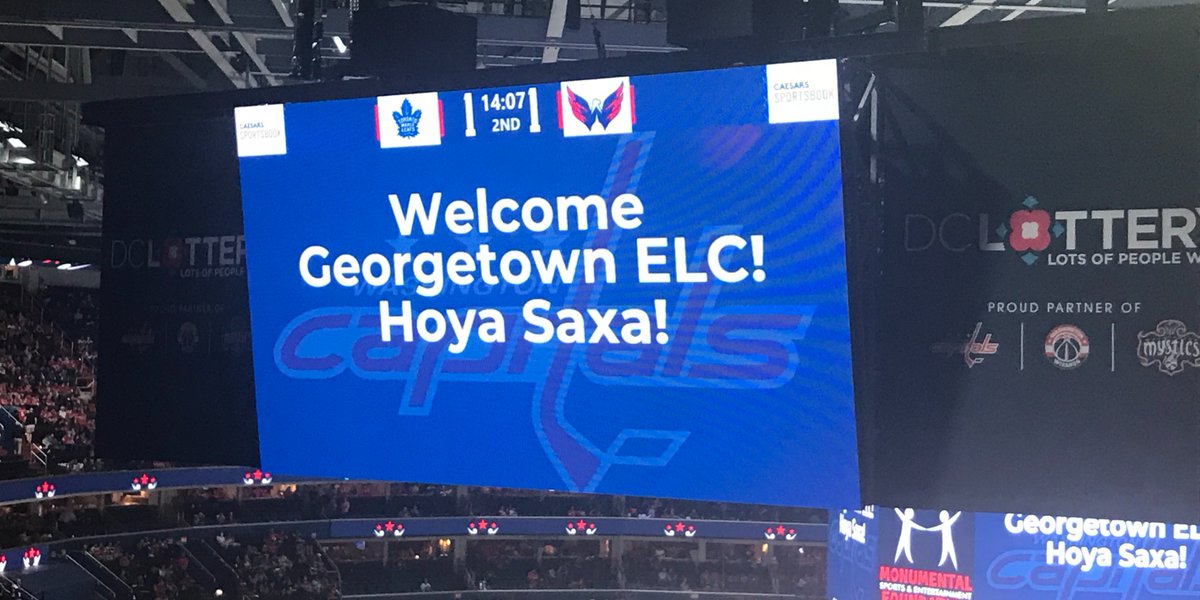 GeorgetownELC's tweet photo. To celebrate the Stanley Cup, we're sharing our recent trip to see DC's hockey team, the Washington Capitals! ELC enjoyed watching our boys in red play a great game against the Toronto Maple Leafs. Go Caps!

#studywithus
#studyenglish
#GeorgetownELC
#meetelcstudents https://t.co/oW6DqnPcfU