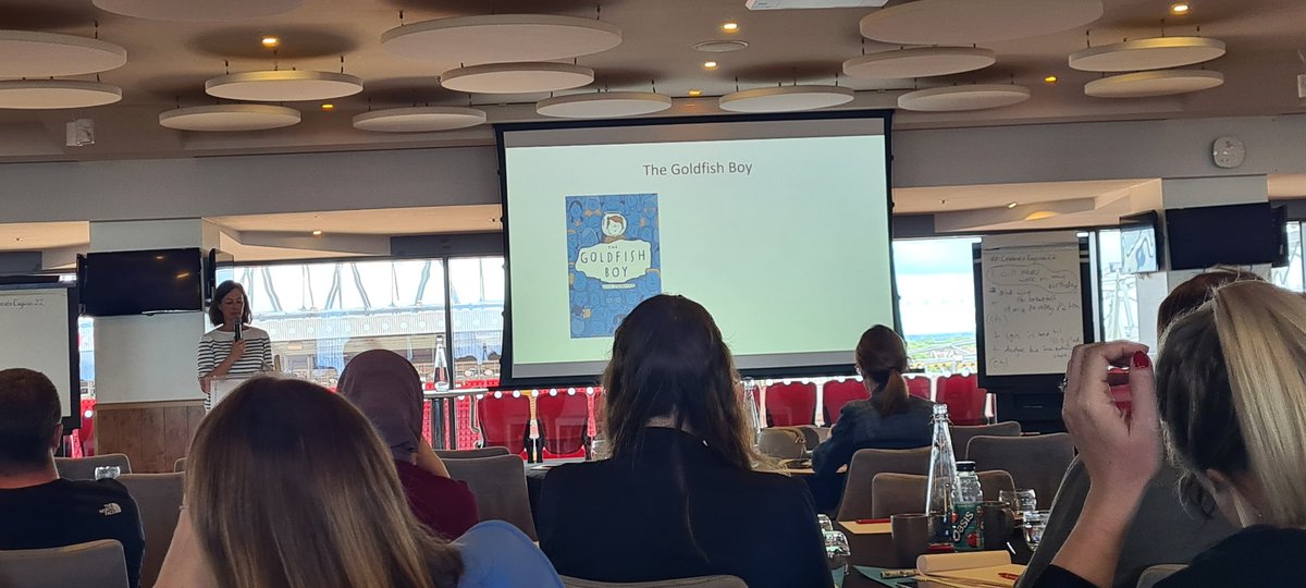 MissFernie1's tweet photo. A fabulous day at the @NW_LP Celebration of English Conference: inspirational speakers, lots of practical ideas and a few new books @debrakidd @HYWEL_ROBERTS @davidjalmond @lthompsonwrites @EarlyTrain @MoonMaddy https://t.co/8t3cRpYb7J