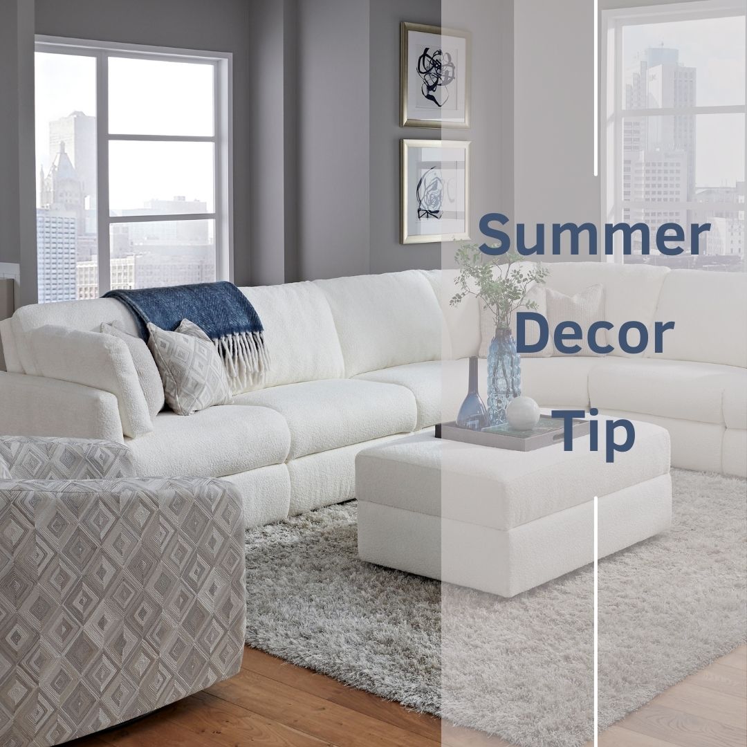 Try to keep walls and furniture white or light colors and then use wall art or subtle décor items to add a pop of color for a light, summery style.