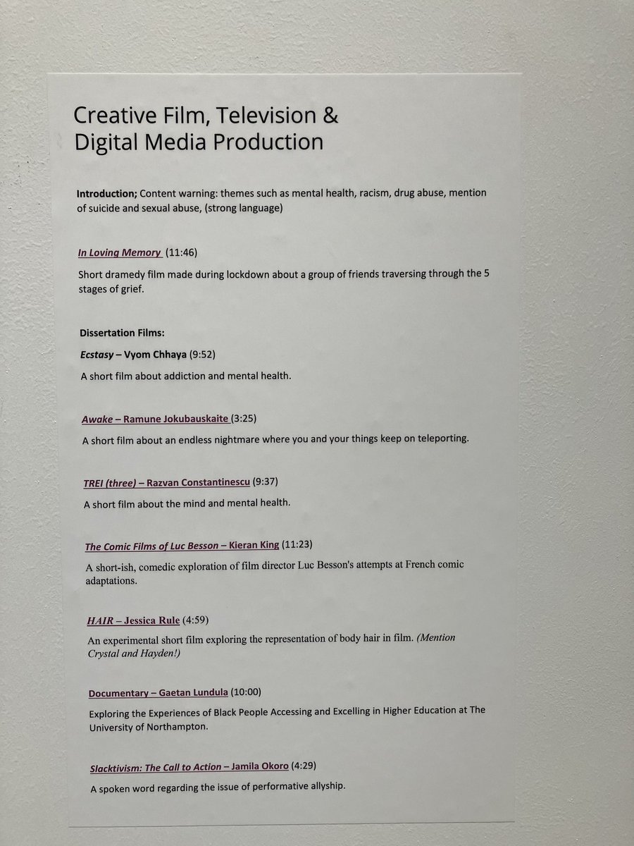 media_uon's tweet image. We are all set up for tonight’s @UniNorthants degree show showcasing our @media_uon final year student work #UON