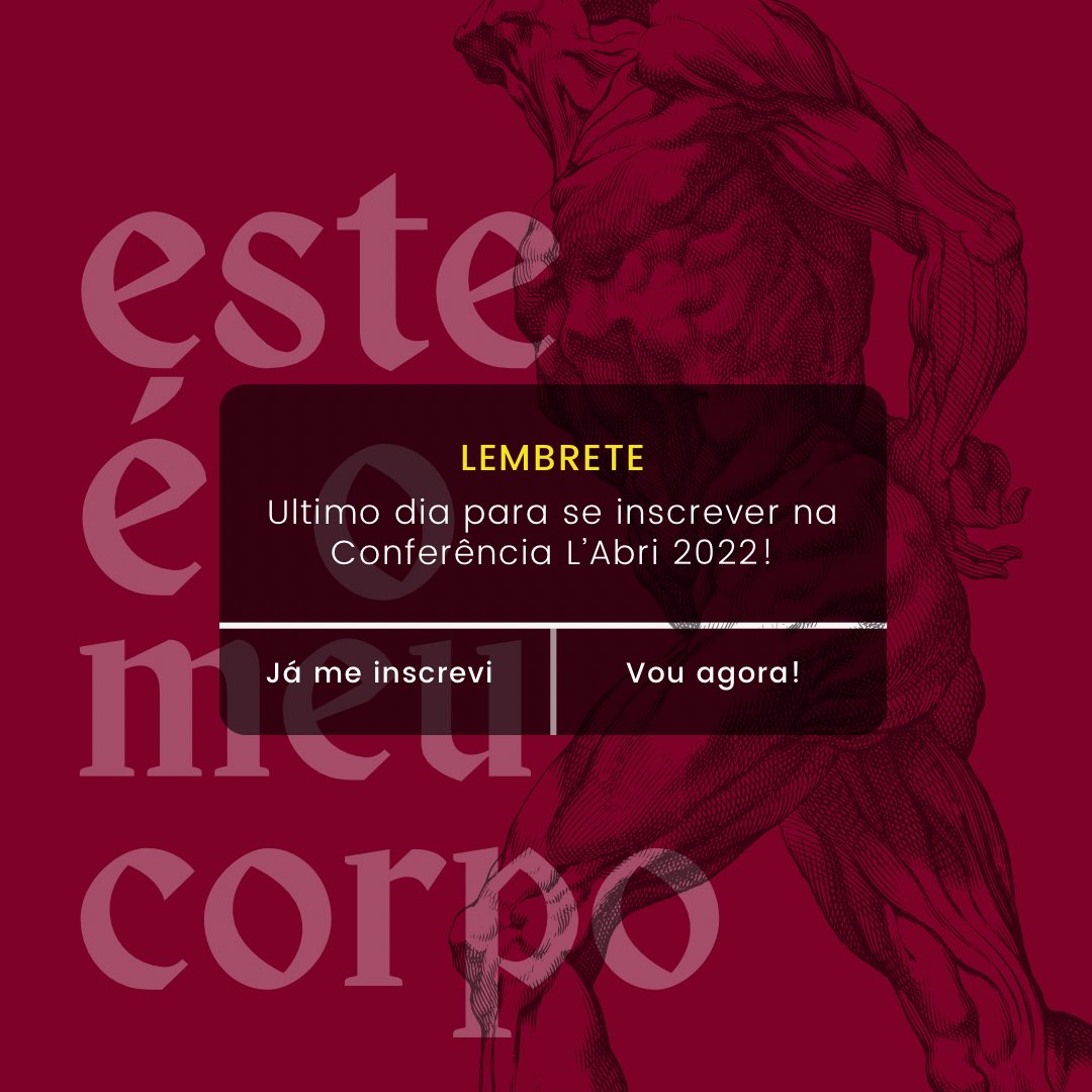 labribrasil's tweet photo. Estamos na contagem regressiva para a Conferência L'Abri 2022: Este é o meu corpo!

Ainda não se inscreveu? Corre! Ainda dá tempo 👇🏾

https://t.co/RwTJlBIFbP https://t.co/pkm9TFcbe4