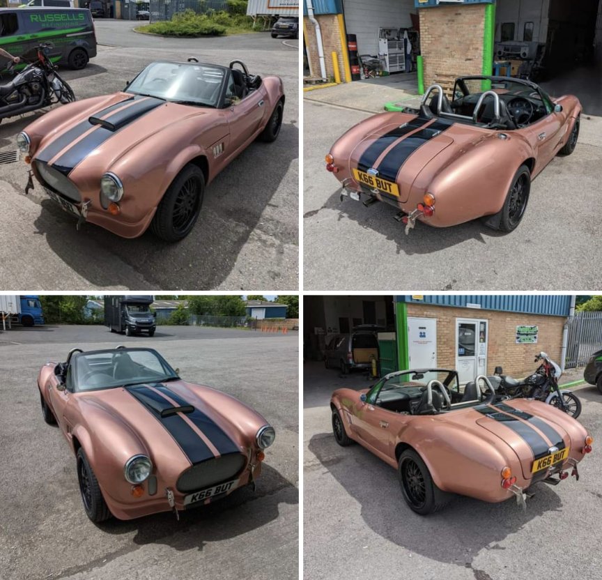 RussellsRefini1's tweet image. This BMW Z3 Cobra we painted a little while ago came in to say hello. Painted in antique rose gold with black metallic bands. 🚗
Using @ppgpaints @maxmeyerpaints
#painting #refinishing #car #bodyshop #bmw #cobra #spraypaint #automotive