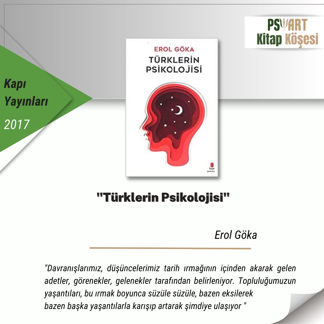 psiartorg's tweet photo. Kitap Köşesi’nde bu hafta: “Türklerin Psikolojisi” 

@erolgoka https://t.co/8PGEcoYahO