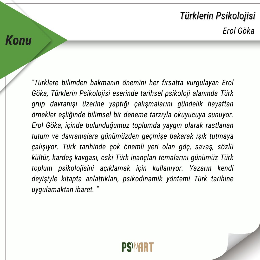 psiartorg's tweet photo. Kitap Köşesi’nde bu hafta: “Türklerin Psikolojisi” 

@erolgoka https://t.co/8PGEcoYahO