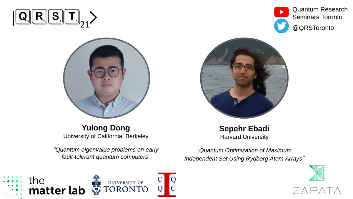 QRSToronto's tweet photo. The next #QRST seminar will be on July 5th at 12:00 p.m. ET. We will host Yulong Dong  from University of California, Berkeley and Sepehr Ebadi from Harvard University. Register here: https://t.co/YTi6A3afcV. Looking forward to seeing everyone in the seminar! https://t.co/UtJLTBMZ9O