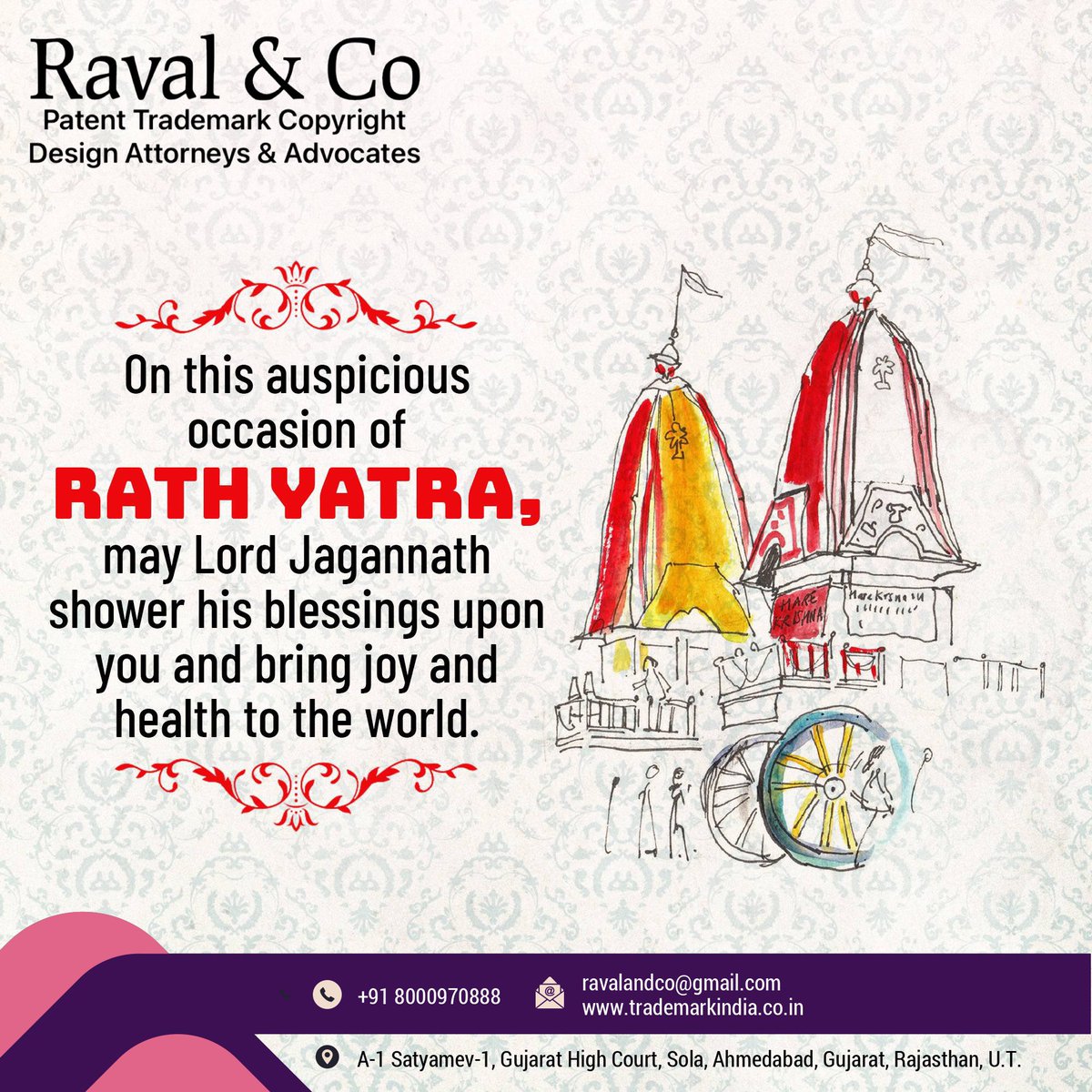ipindia's tweet photo. On this auspicious
occasion of
RATH YATRA,
may Lord Jagannath
shower his blessings upon
you and bring joy and
health to the world.
#jagannathrathyatra #rathyatra #trademark #copyright #patent #design #registration #infringement #logoregistration #label #EknathShinde https://t.co/wO3EpmNe4Q