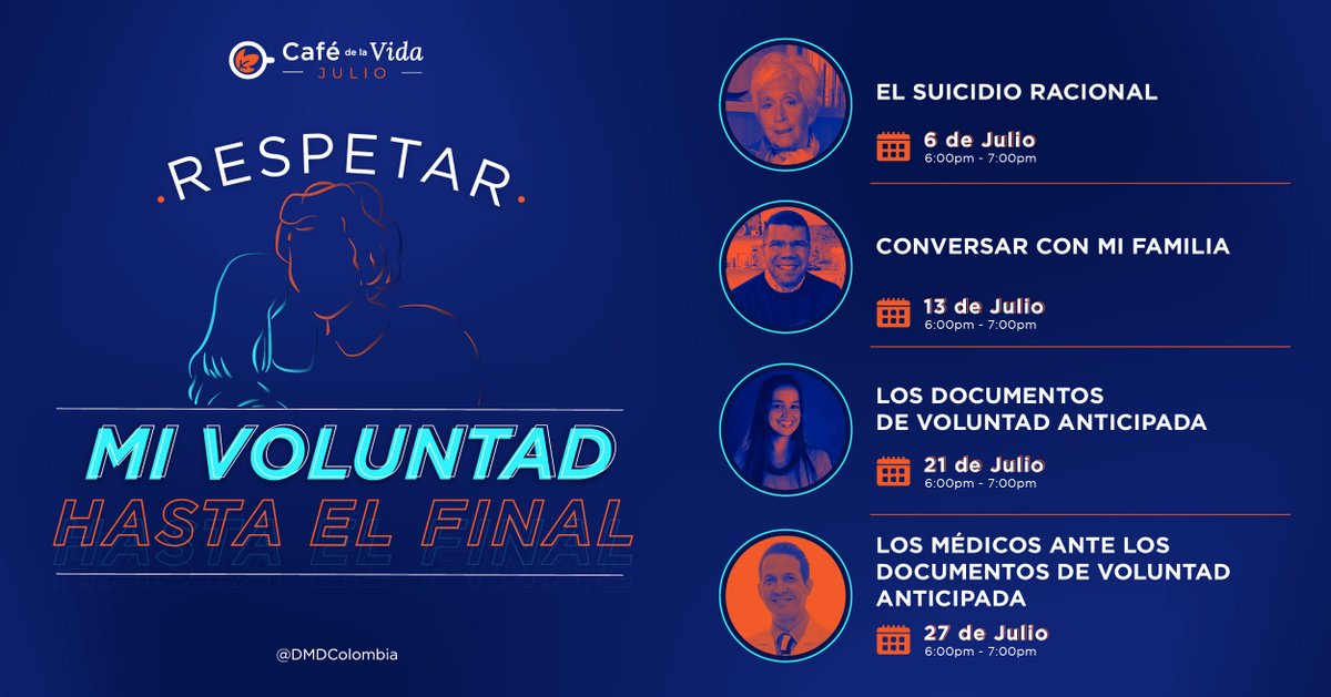 Hablemos sobre los documentos de voluntad anticipada y las conversaciones que implican con la familia y los médicos. En nuestros Cafés de la Vida de Julio.

¡No te los pierdas! Cupos limitados.

Inscríbete aquí 👉🏽 forms.gle/CGg9cPy6gCDBnd… o llámanos al +57 300 4265608